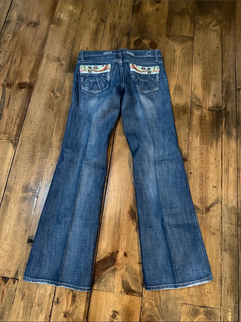 Joe's Jeans Light Blue Wide Leg Jeans with Embroidered Pocket Trim